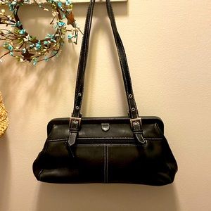 Tignanello Black Leather Handbag Shoulder Bag Purse